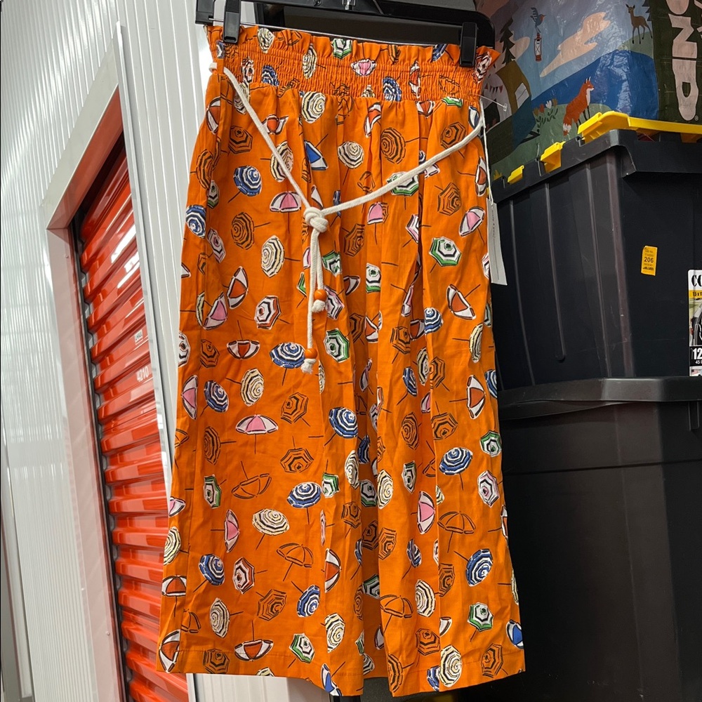 NWT Vibrant Orange Beach Umbrella Midi Skirt